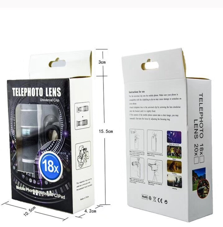 HD Telephoto Mobile Phone Lens Monocular Telescope Universal 18 Times Zoom External
