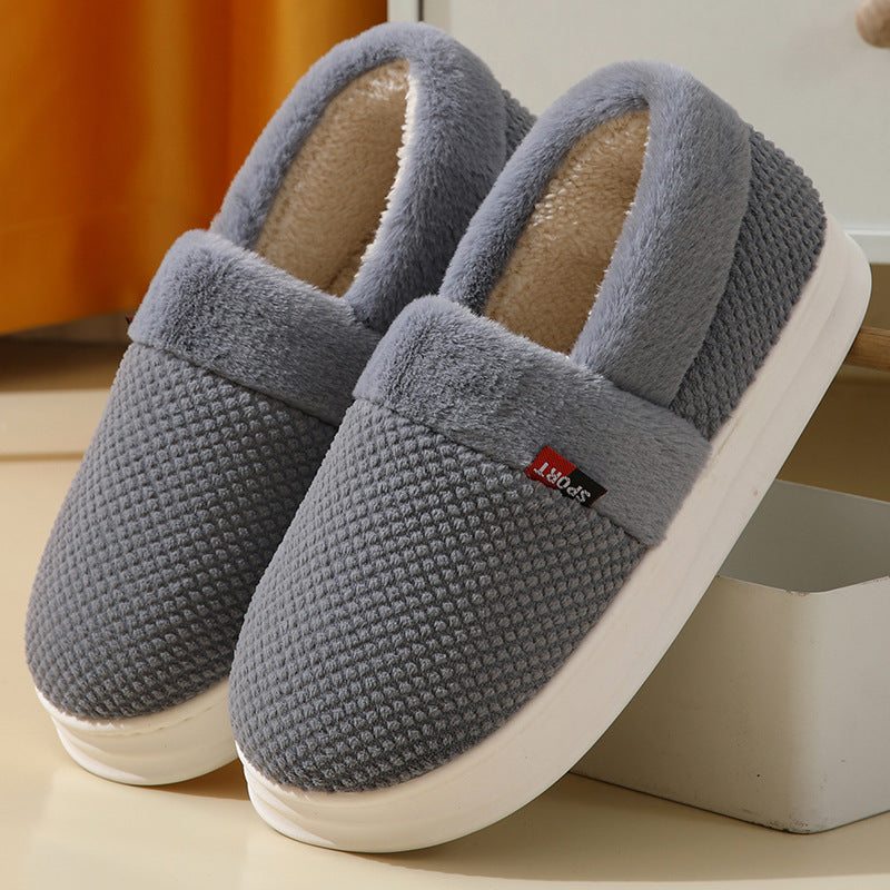 unisex Cotton Shoes Warm Thick Outerwear Plus Velvet Slipper