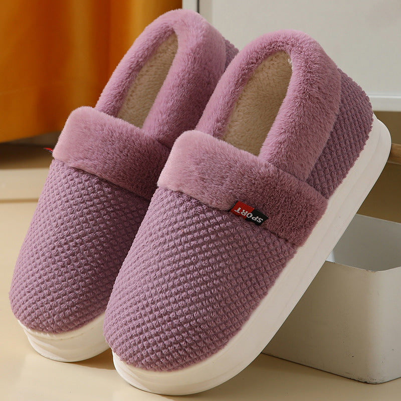 unisex Cotton Shoes Warm Thick Outerwear Plus Velvet Slipper
