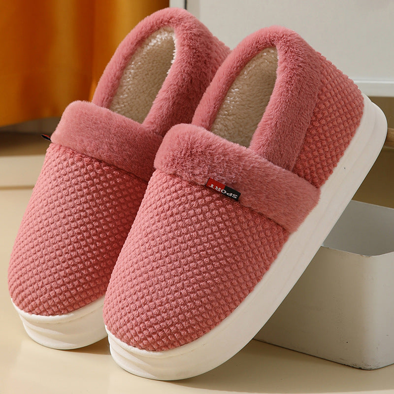 unisex Cotton Shoes Warm Thick Outerwear Plus Velvet Slipper