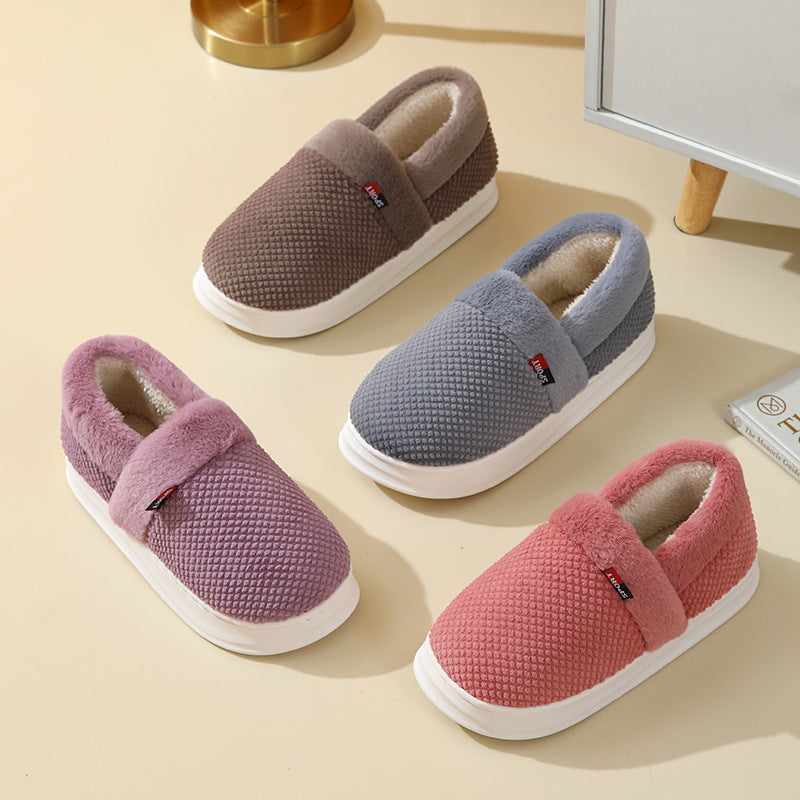 unisex Cotton Shoes Warm Thick Outerwear Plus Velvet Slipper