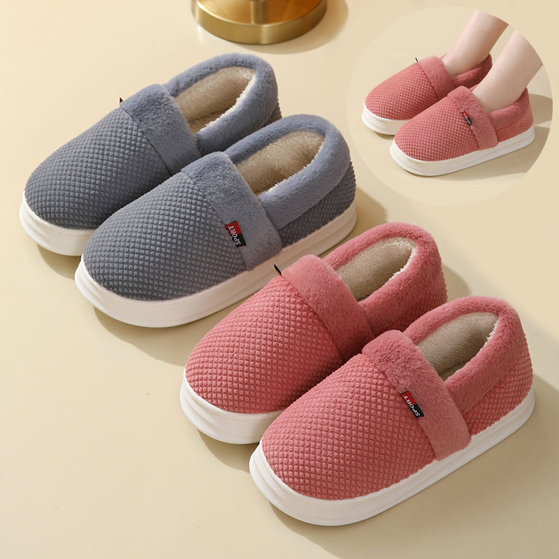 unisex Cotton Shoes Warm Thick Outerwear Plus Velvet Slipper