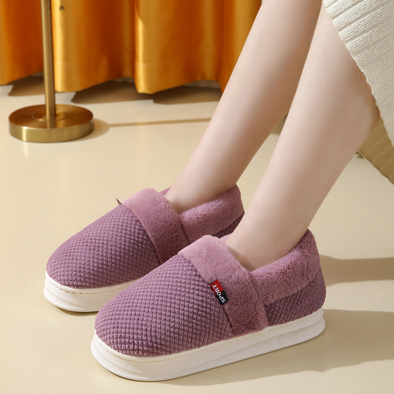 unisex Cotton Shoes Warm Thick Outerwear Plus Velvet Slipper