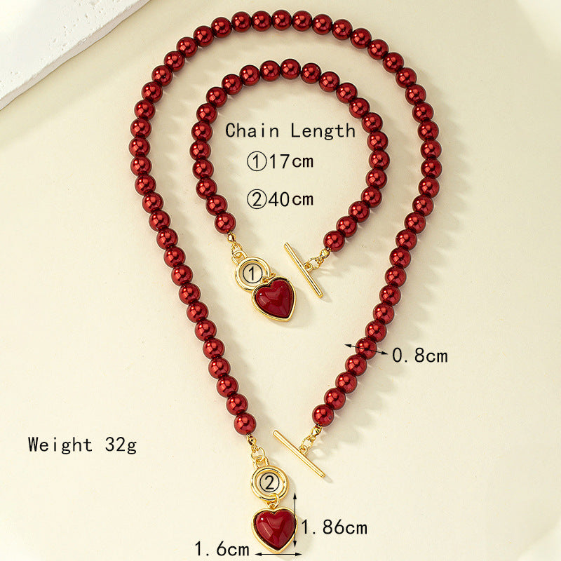 Necklace Set Female With Hearts Clavicle Chain