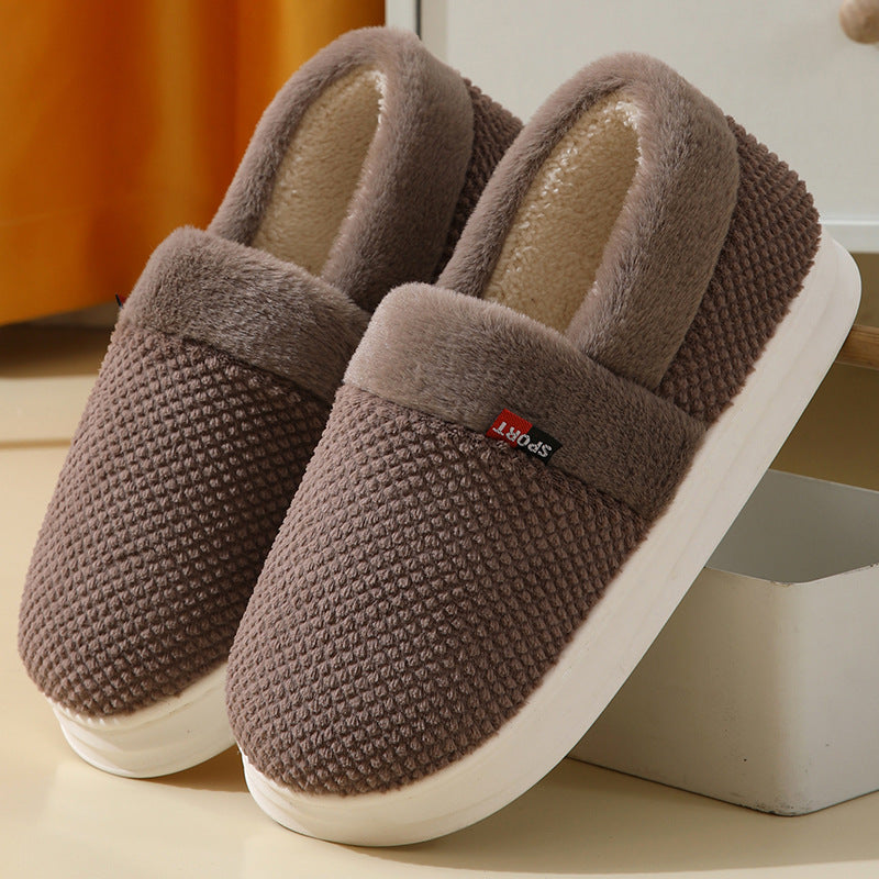unisex Cotton Shoes Warm Thick Outerwear Plus Velvet Slipper