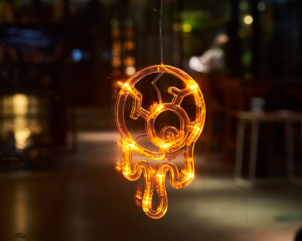 Halloween Window Hanging LED Lights Ghost Spider Pumpkin Horror Atmosphere Lights