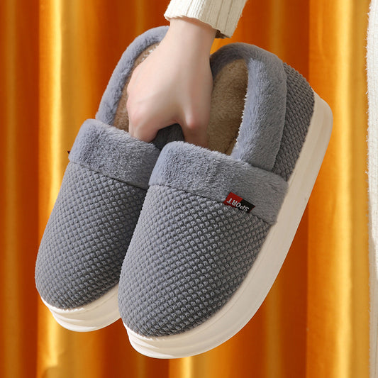 unisex Cotton Shoes Warm Thick Outerwear Plus Velvet Slipper